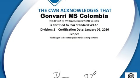 Gonvarri Colombia Renews CWB Welding Certification to Strengthen North American Market Presence
